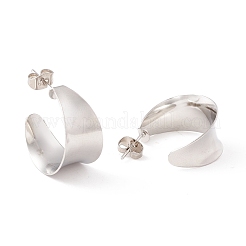 Non-Tarnish 304 Stainless Steel Chunky C-shape Stud Earrings&nbsp;EJEW-P198-09P