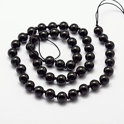 天然染色・加熱処理されたブラックオニキスビーズ連売り  ラウンド  6mm  穴：1mm  約64個/連  18.9インチ&nbsp;G-O153-01-6mm