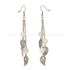 Natural White Jade Bead Dangle Earrings&nbsp;EJEW-JE04823-02