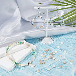 4連売りABカラーメッキ天然淡水シェルビーズ連売り  フラットラウンド  ホワイト  6x3mm  穴：0.8mm&nbsp;BSHE-SC0001-19