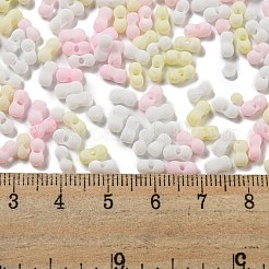マカロンカラー不透明フロストガラスシードビーズ  ピーナッツ  カラフル  6x3x3mm  穴：1.2mm  約4000個/ポンド&nbsp;SEED-K009-12B-13