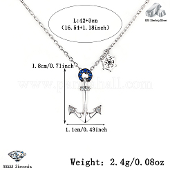 Vintage S925 Silver Ship Anchor Rudder Necklace Unique Design Collarbone Chain&nbsp;AJ6601