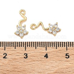 真鍮パヴェキュービックジルコニアフラワーチャーム  透明  18KGP本金メッキ  15x7x3mm  穴：1.4mm&nbsp;KK-A286-16G