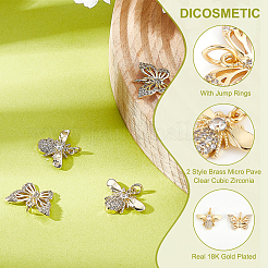 12Pcs 2 Style Brass Micro Pave Clear Cubic Zirconia Charms&nbsp;KK-DC0001-90
