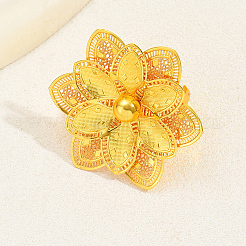 Exaggerated Iron Flower Open Cuff Ring for Festivals&nbsp;BB3093