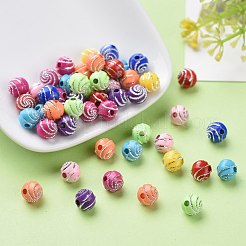 メッキアクリルビーズ  ライン入り  ラウンド  ミックスカラー  7~8x7~8x7~8mm  穴：2mm  約1800個/500g&nbsp;PACR-S188-8mm-M