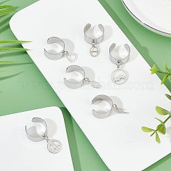 DIYチャームカフリング作りキット  ステンレス鋼のオープン リングパーツを含む  山とピースサインとハートと葉っぱの304ステンレススチールと合金のチャーム  ステンレス鋼色  32個/箱&nbsp;DIY-UN0003-69