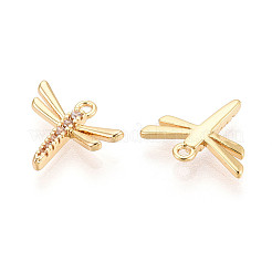 Brass Micro Pave Clear Cubic Zirconia Pendants&nbsp;KK-T077-44G