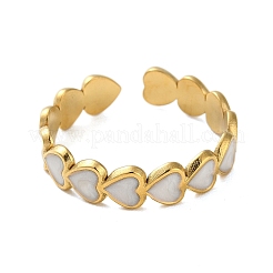 Real 18K Gold Plated 304 Stainless Steel Enamel Cuff Rings&nbsp;RJEW-M171-14G-01