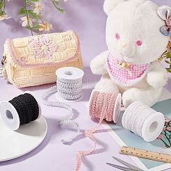 26ヤード 4色 ポリエステル ムカデ編み レース トリミング  クラフトリボン  ブライダル用プラスチックスプール付き  コスチューム  ジュエリー  工芸品と縫製  ミックスカラー  1/2インチ（12mm）  約6.3~6.5ヤード/色&nbsp;OCOR-PH0003-95