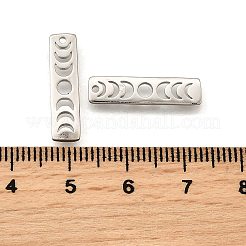 ラックメッキ真鍮ムーンフェイズバーペンダント  カドミウムフリー＆鉛フリー  長持ちメッキ  長方形  プラチナメッキ  20x5x1mm  穴：1.2mm&nbsp;KK-H756-01P-A