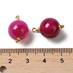 染め加工天然石瑪瑙ペンダント  本物の18Kゴールドメッキ真鍮ループ付きラウンドチャーム  カメリア  20~20.5x11.5~12.5mm  穴：1.4~1.5mm&nbsp;KK-P242-09D-G02