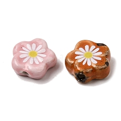 Glaze Daisy Flower Printed Porcelain Beads&nbsp;PR-CBA03B0-04