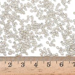 12/0電気めっきガラスシードビーズ  ロンデル  銀  2x2mm  穴：0.5mm  4000個/ 50g&nbsp;X-SEED-Q003-2