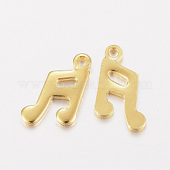 ステンレススチールチャーム201個  音符  24KGP本金メッキ  12x7.5x1mm  穴：1mm&nbsp;X-STAS-F162-22G
