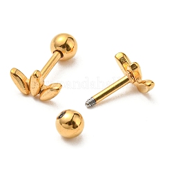 イオンプレーティング（IP）304ステンレススチールスタッドピアス  軟骨ピアス  馬の目  ゴールドカラー  4.5x8mm&nbsp;EJEW-Z034-06G