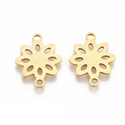 201 ステンレススチールリンクコネクター  レーザーカットリンク  花  ゴールドカラー  18x14x1mm  穴：1.8mm&nbsp;STAS-T044-39G