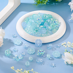 DIYファインディングキット  花のアクリルビーズキャップとビーズを含む  ライトブルー  11.5~25.5x11.5~28x3~7mm  穴：1.5~2.5mm  120個/セット&nbsp;DIY-TA0014-27