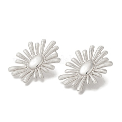 ラックメッキフラワー真鍮スタッドピアス  長持ちメッキ  鉛フリー＆カドミウムフリー  プラチナ  36x28mm&nbsp;EJEW-H016-32P