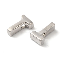 プラチナメッキ合金ビーズ  頭文字  文字.t  10x3mm  穴：1.8mm&nbsp;PALLOY-CJC0001-64P-T