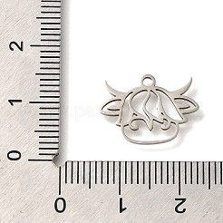 ステンレスペンダント201個  牛チャーム  ステンレス鋼色  12x17x1mm  穴：1.5mm&nbsp;STAS-R136-17P