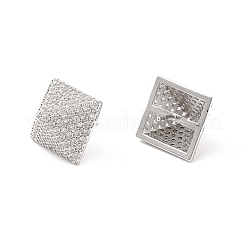 Clear Cubic Zirconia Pyramid Stud Earrings&nbsp;EJEW-P213-04P