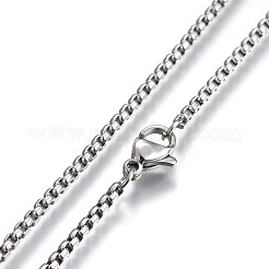 Non-Tarnish 304 Stainless Steel Box Chain Necklaces&nbsp;NJEW-O110-05C-P