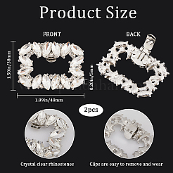 2Pcs Alloy Crystal Rhinestone Shoe Buckle Clips&nbsp;FIND-GF0006-20