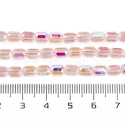 電気メッキガラスビーズセット  多面カット  ABカラー  コラム  パールピンク  4x5~6mm  穴：1mm  約80個/連  40~48cm&nbsp;EGLA-D031-01Y