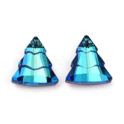 ガラスラインストーンチャーム  下のメッキ  クリスマスツリー  バミューダブルー  15x13.5x5mm  穴：1.2mm&nbsp;RGLA-O002-A02-001BB