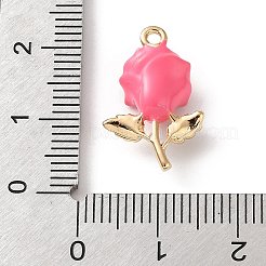 合金エナメルチャーム  花のチャーム  ゴールドカラー  ピンク  19x13x6mm  穴：1.5mm&nbsp;AL-CBA02ED-05G-B