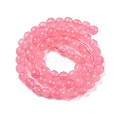 天然石マレーシアジェイドビーズ連売り  染め  多面カット  ラウンド  ピンク  6mm  穴：1mm  約58~60個/連  14.5インチ&nbsp;G-K288-6mm-14