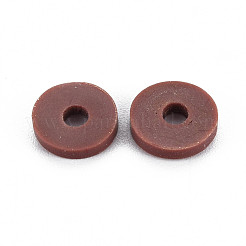 4色手作りポリマークレイビーズ  ヒシビーズ  ディスク/フラットラウンド  アクア＆ライトサーモン＆シャンパンイエロー＆ブラウン  8x0.5~1.5mm  穴：2mm  約11500個/1000g&nbsp;CLAY-N011-032-36