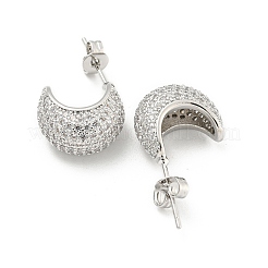 ティアドロップ真鍮パヴェクリアキュービックジルコニアスタッドピアス  プラチナ  18.5x11.5mm&nbsp;EJEW-M258-67P