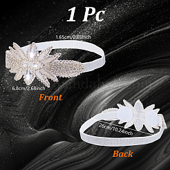 花のラインストーンのヘッドバンド  女性と女の子のためのヘアアクセサリー  グレー  16.5~68x260mm&nbsp;PHAR-WH0020-05A