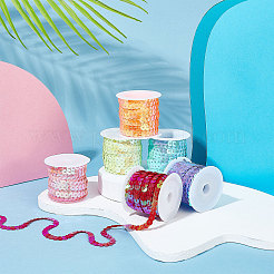 6ロール6色の環境に優しいプラスチック製のスパンコールビーズ  スパンコールビーズ  装飾アクセサリー  ABカラー  フラットラウンド  ミックスカラー  6mm  約5m /ロール  1ロール/色&nbsp;PVC-PH0001-25