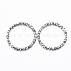 変色しにくい304ステンレススチール製リンクリング  ツイストリング  ステンレス鋼色  24x2mm&nbsp;LS-STAS-H376-104