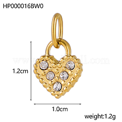 バレンタインデー 304 ステンレススチールチャーム  ハートチャーム  イオンプレーティング（ip）  18KGP本金メッキ  12x10mm  穴：4mm&nbsp;STAS-OY016-03G