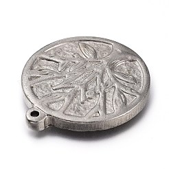変色しない304ステンレススチールペンダント  命の木とフラットラウンド  ステンレス鋼色  28x24.5x3mm  穴：1.2mm&nbsp;STAS-Z014-05P