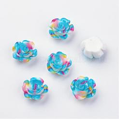 スプレープリント樹脂カボション  花  ミックスカラー  13x6mm&nbsp;CRES-Q190-01