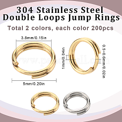 400Pcs 2 Colors 304 Stainless Steel Split Rings&nbsp;STAS-SC0005-99