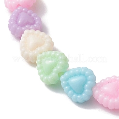 キャンディーカラーのハート型アクリルビーズの子供用ストレッチブレスレット（女の子用）  カラフル  内径：2-7/8インチ（7.45cm）&nbsp;BJEW-JB10222