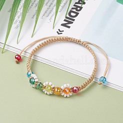 Flower Shape Braided Bead Bracelet&nbsp;BJEW-TA00039-04