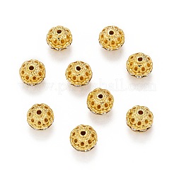 真鍮製のラインストーンビーズ  グレードA  ラウンド  ゴールデンの金属色  淡い茶色  サイズ：直径約10mm  穴：1.2mm&nbsp;RB-H041-5
