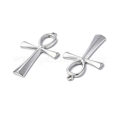 変色しない304ステンレススチールペンダント  アンククロスチャーム  ステンレス鋼色  45.5x25x3mm  穴：1.8mm&nbsp;STAS-C066-10P