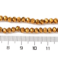 電気メッキ透明ガラスビーズ連売り  フルメッキ  多面カット  ロンデル  黄金メッキ  4x3mm  穴：0.4mm  約105~110個/連  38~39cm&nbsp;EGLA-A034-T4mm-UA01