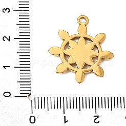 304ステンレスペンダント  太陽の輪のチャーム  イオンプレーティング（ip）  ゴールドカラー  24x21x1.8mm  穴：1.6mm&nbsp;SA-CBACFEB-01G