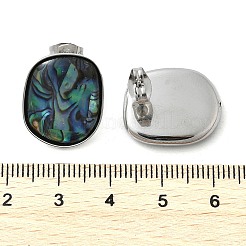 304ステンレススチールスタッドピアス  シェルと  オーバル  ステンレス鋼色  19x16mm&nbsp;EJEW-C138-03P
