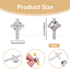 20Pcs Cross Zinc Alloy Brooches&nbsp;JEWB-DC0001-18P