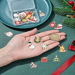 24Pcs 12 Styles Christmas Theme Spray Painted Alloy Enamel Pendants&nbsp;ENAM-FS0002-19P